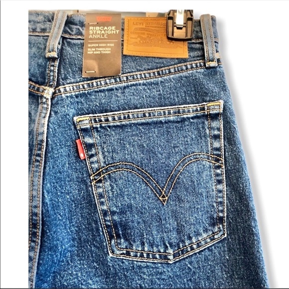 LEVI’S RIBCAGE Super High Rise Straight Ankle Blue Jeans Size29 - Picture 6 of 6